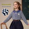 ASK JUNIOR Girls' Striped Long Sleeve Mock Collar T-Shirt