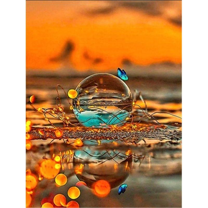 5D Diy Diamond Painting Full Round Glass Water Cup Scenery Diamond Embroidery Cross Stitch Mosaic Home Landscape Wall