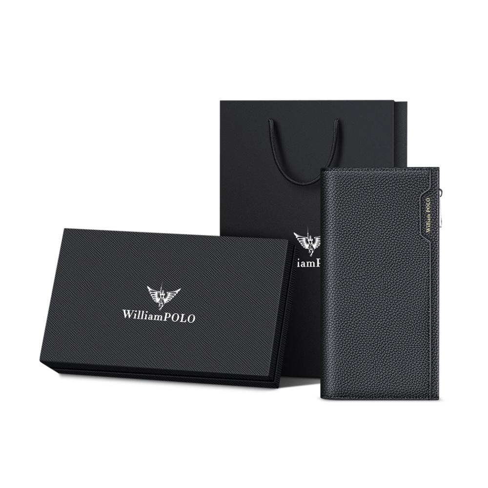 Portefeuille long et porte-cartes King Paul pour homme en cuir véritable avec emplacements pour plusieurs cartes