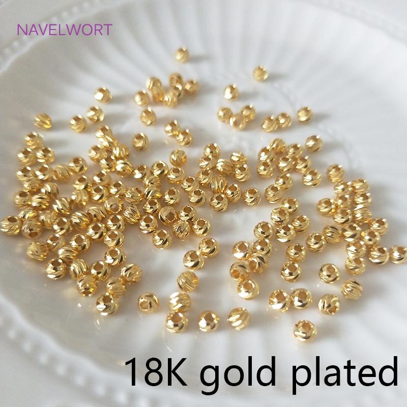 

14K/18K Gold Plated Diamond-Cut Beads For Jewelry Making,Brass Metal Bulk Round Spacer Beads DIY Jewelry Supplies Wholesale 2.5 mm - 50 pieces