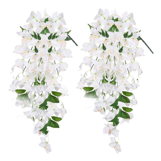2Pcs Hanging Artificial Bougainvillea Speetabilis UV Resistant Realistic Fake Flower Wedding Party Indoor Outdoor Garden Yard Wall Hanging Faux Bloom