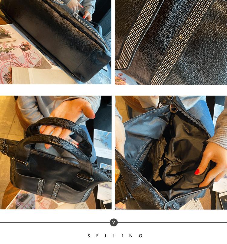 Luxury Fashion Diamond Leather Women Handbags Tote Bag Soft Black Cowhide Briefcase Shoulder Bag 14 Inch Laptop Bags Big 2024