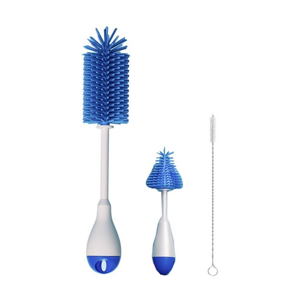 

Универсальные наборы для чистки пустышек 3 в 1 Силиконовые щетки для мытья бутылочек Соломинки синий