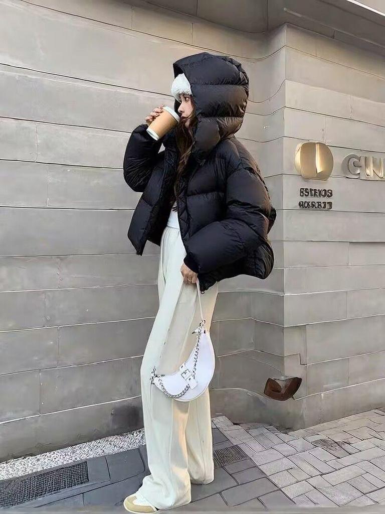 Damen 2025 Koreanischer Stil Locker Weiße Entendaunen Kurze Pufferjacke - Trendiger Dicker Wintermantel