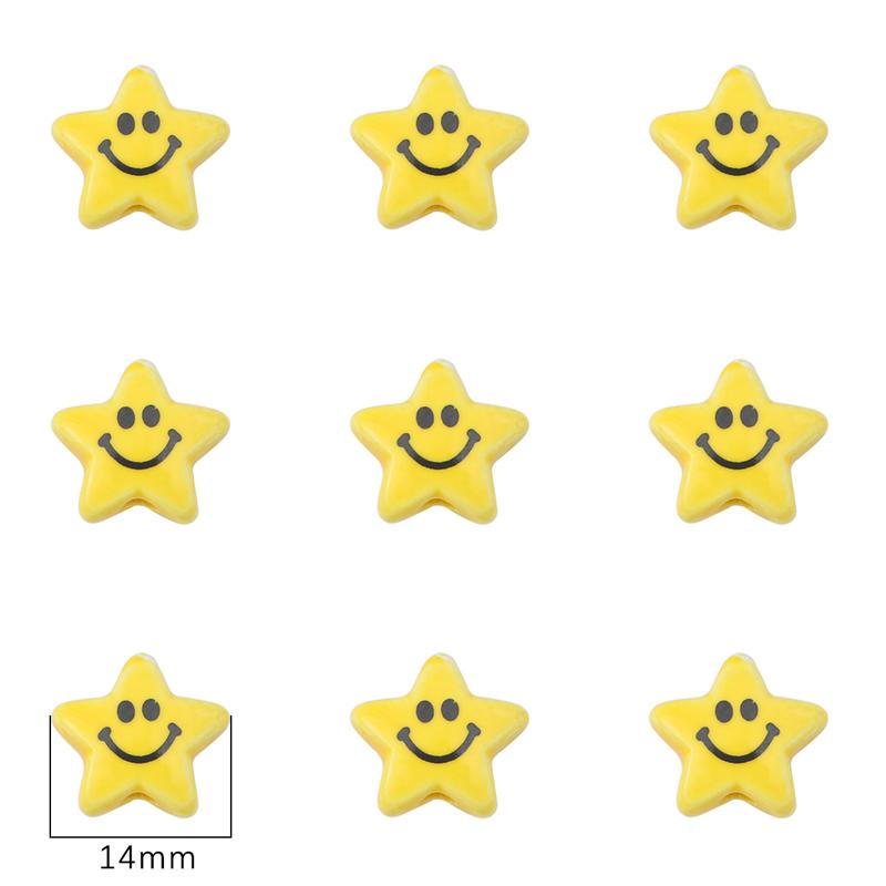 5pcs/Bag Smile Beads Ceramic Porcelain Clouds Hearts Stars Round Beads Charm For DIY Bracelet Jewelry Making Accessories