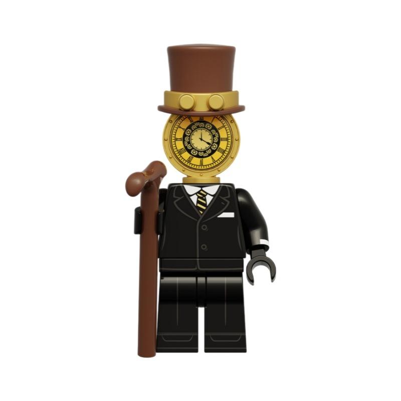 Minifiguretta WC con Trapano Uomo Orologio Dorato Giocattolo Mattoncini Sacchetti Puzzle Creativo Fai da Te Educativo Modello per Bambini