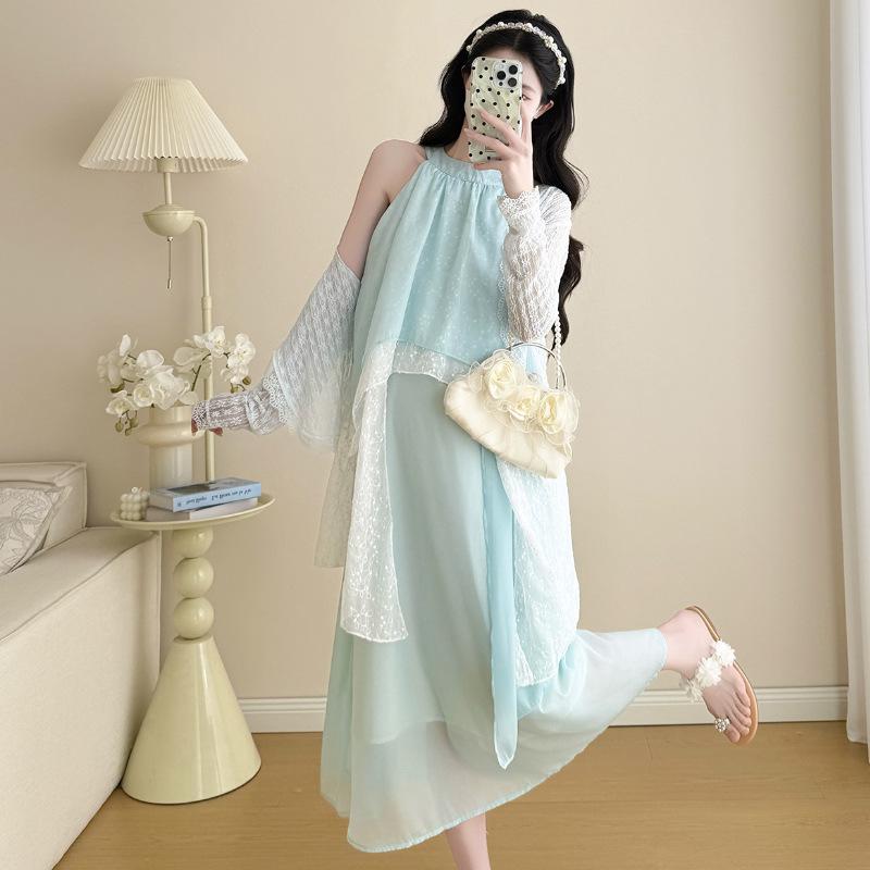 2026 Early Spring Maternity Set: Sweet Sling Dress + Sun Protection Cardigan 2XL