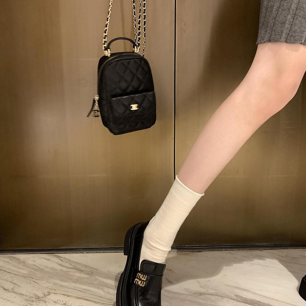 Ovčí kůže~ hroznová matka miu vysokoškolský styl lenivá osoba jeden pedál kovová přezka mokasíny dámské platformové britské malé kožené boty