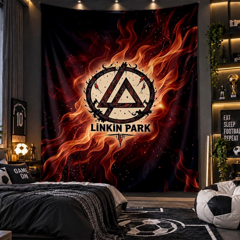 Κρεμαστή ταπετσαρία τοίχου με εκτύπωση Linkin Park, ύφασμα για σαλόνι, υπνοδωμάτιο, διακόσμηση σπιτιού