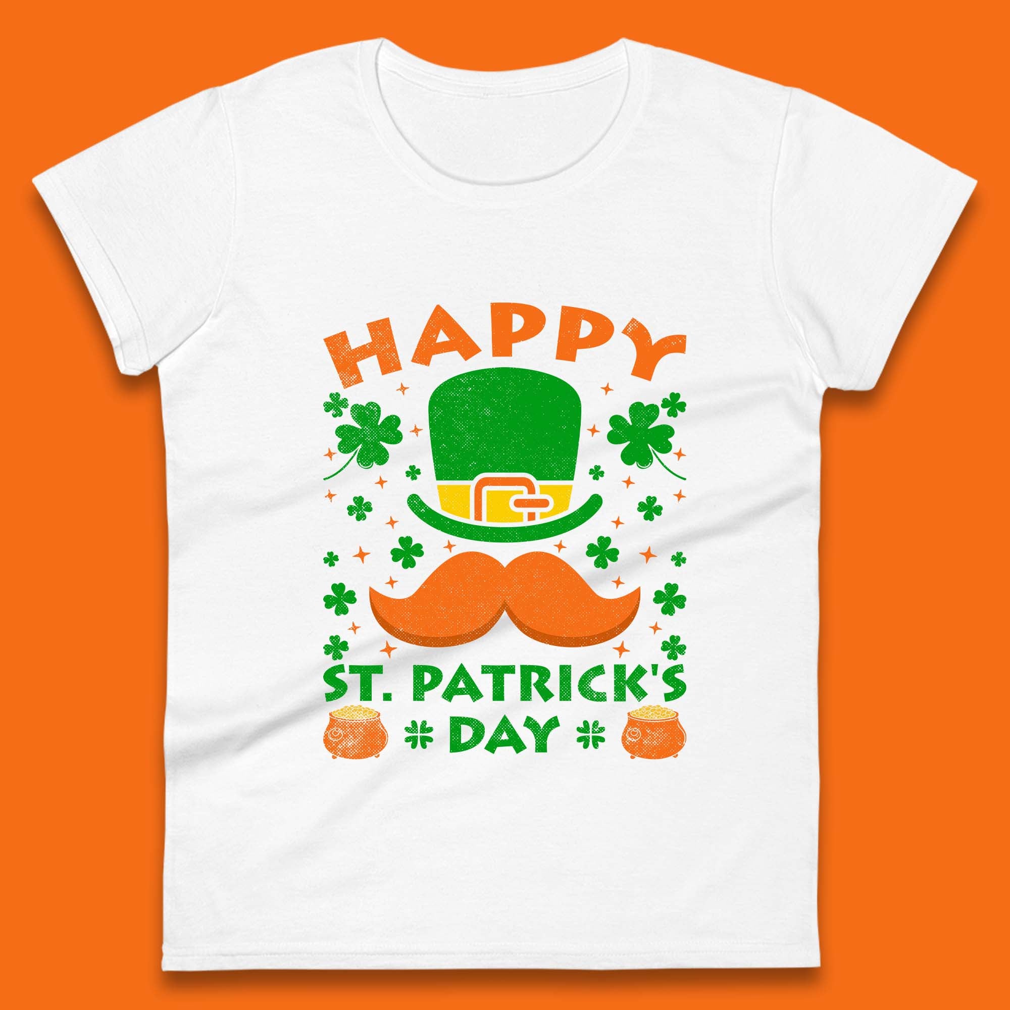 

Leprechaun Hat & Ginger Mustache Womens T-Shirt Mens Tops Tees Unisex 2XL