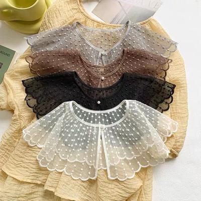 Korean Style Hollow Out Lace Fake Collar Solid Color Decorative Neck Shoulder Cover Ladies Summer Thin Casual Shawl