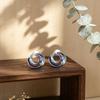 Hot-selling round hollow gradual change round ring hand-painted enamel colored stud earrings light luxury daily commuting versatile earrings