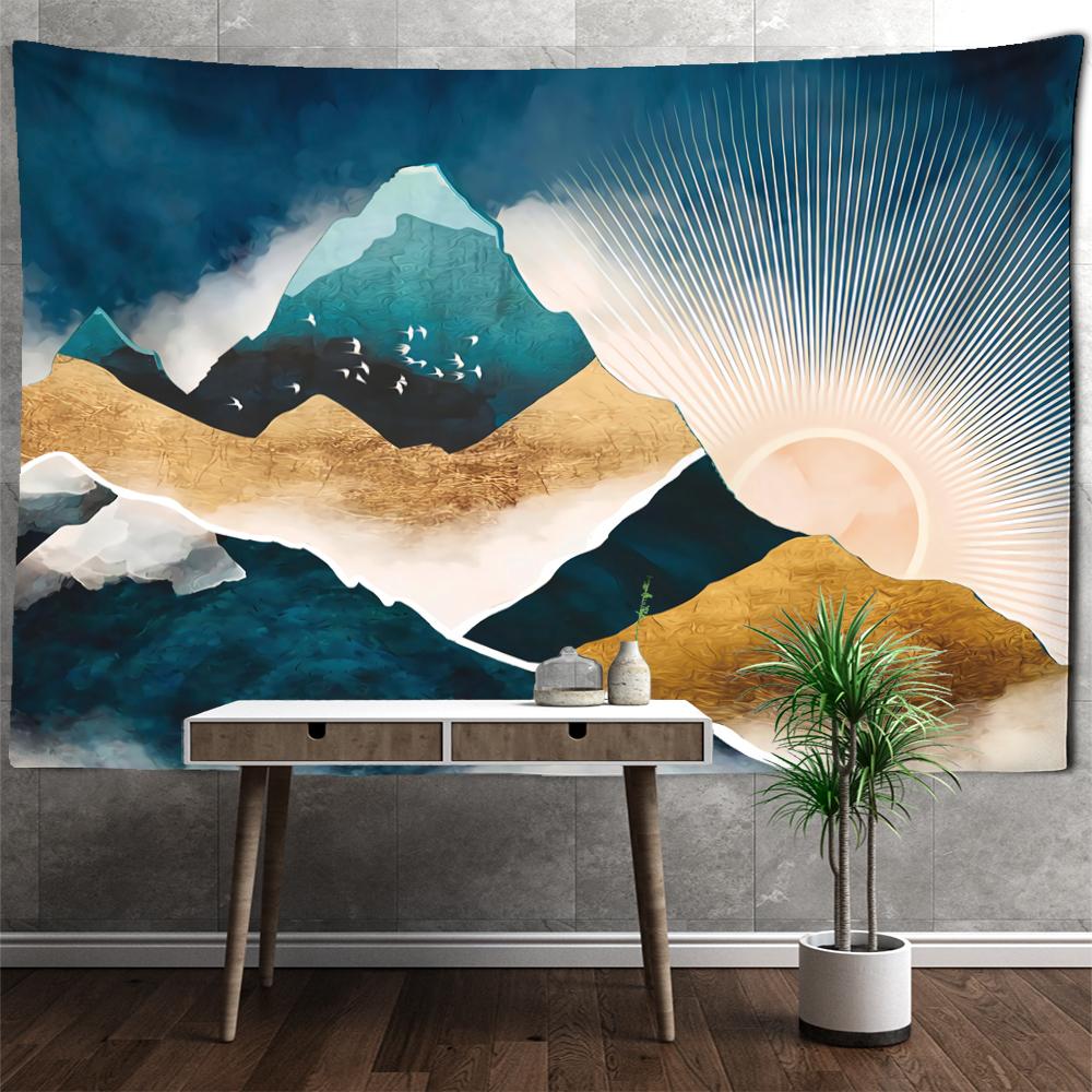 Sunset Impression Oil Painting Tapestry Wall Hanging Boho Style Psychedelic Witchcraft Home Decor Background Cloth