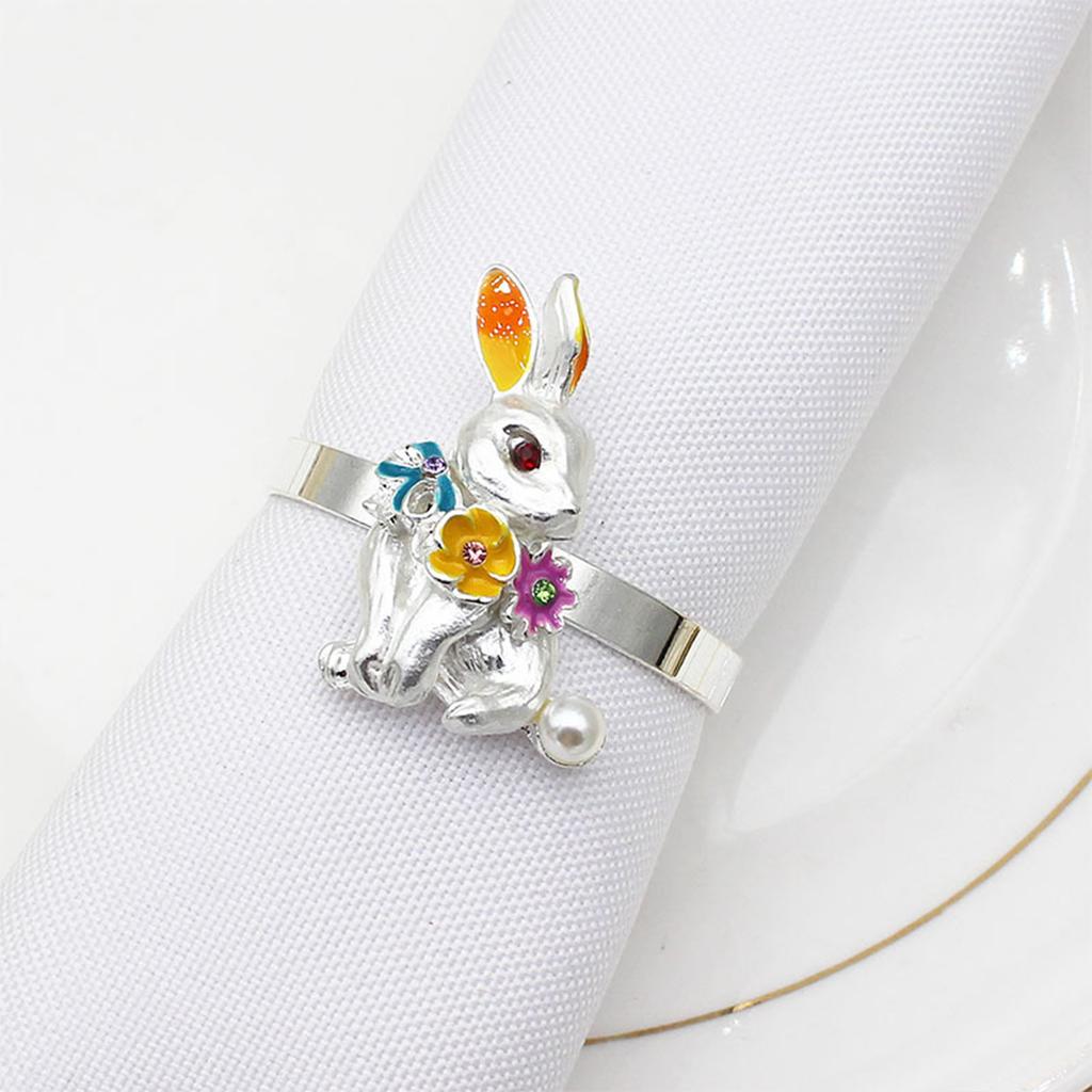 White Rabbit Napkin Buckle Alloy Napkin Rabbit Ring Table Decoration for Home Hotel Cafe Gold