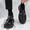 Man Casual Loafers Shoe Black Business Leather Shoes for Men Round Toe Height Increasing Platform Footwear Offer Shipping Free