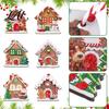 Indoor Christmas Party Decorations 24/36Pcs Gingerbread House Ornaments Wooden Xmas Tree Decor with Rope Decorative Holiday Crafts Hanging Ornaments