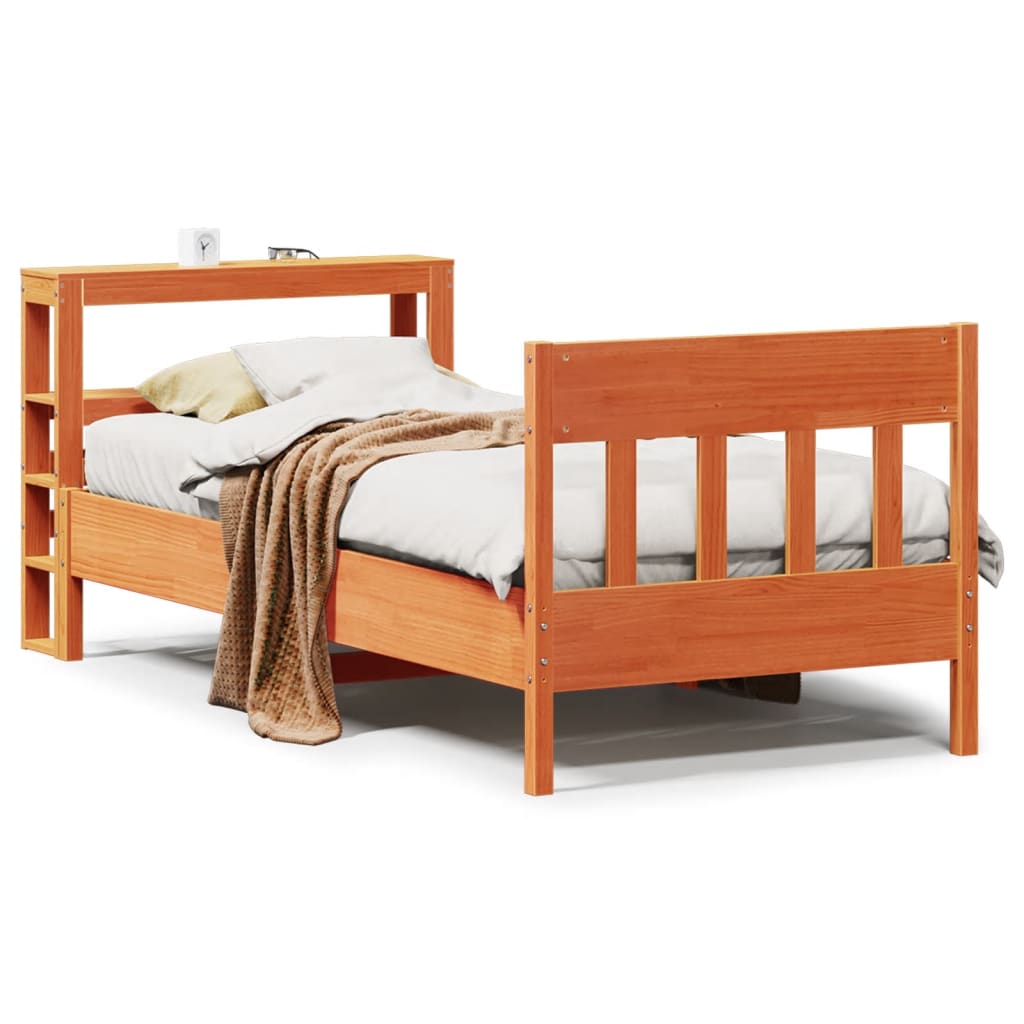 Solid Wood Bed without Mattress Wax Brown 75 x 190 cm Pine Wood
