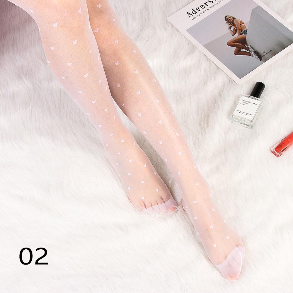 Sexy Women love Dot Embroidery Silk Stocking Thin Vintage Faux Tattoo Thigh Sheer Pantyhose Female Elastic Hosiery girls Tights