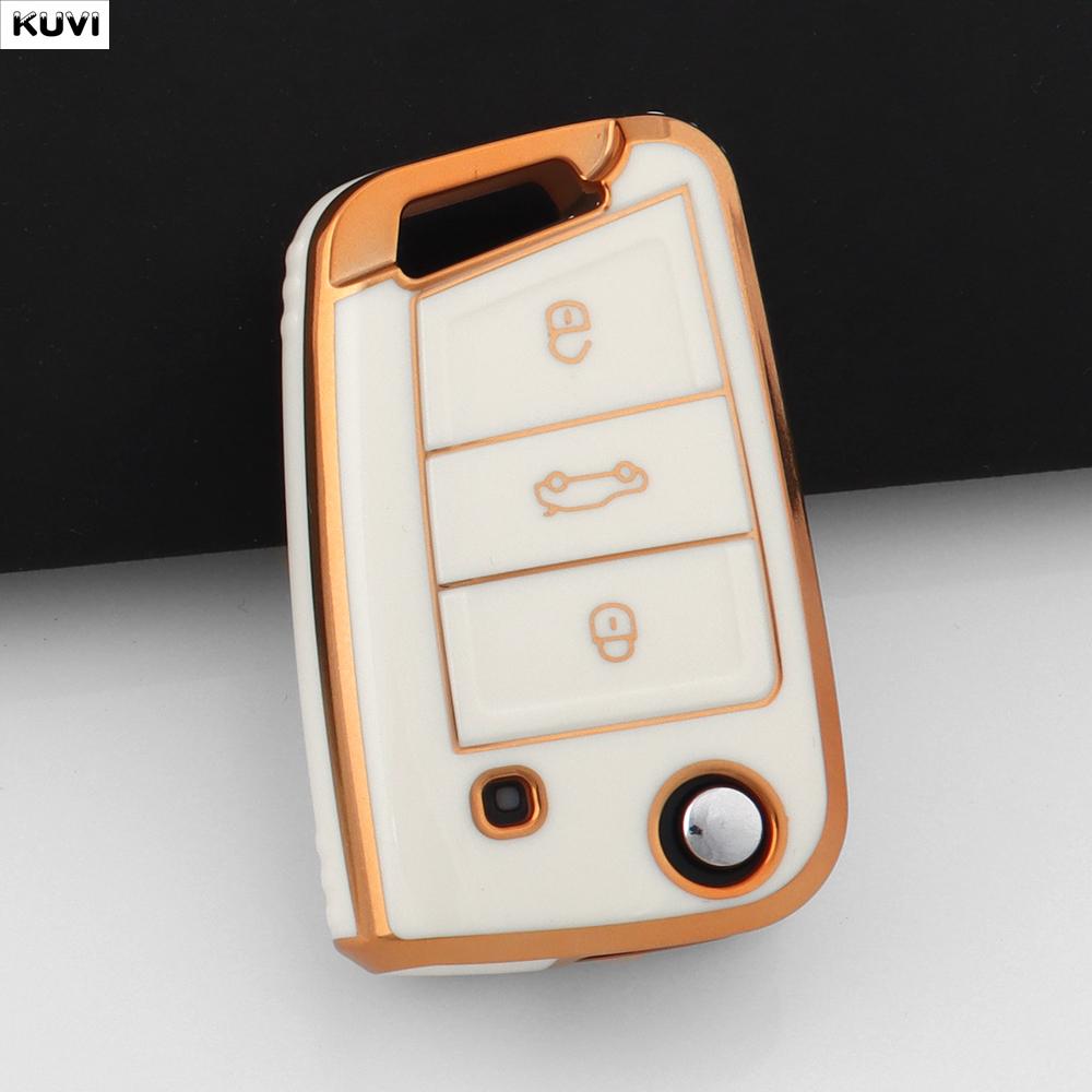

TPU 3 4 Buttons Car Flip Key Case Cover For VW Volkswagen Golf 7 MK7 Tiguan MK2 For SEAT Ateca Leon FR 2 Ibiza For Skoda Octavia