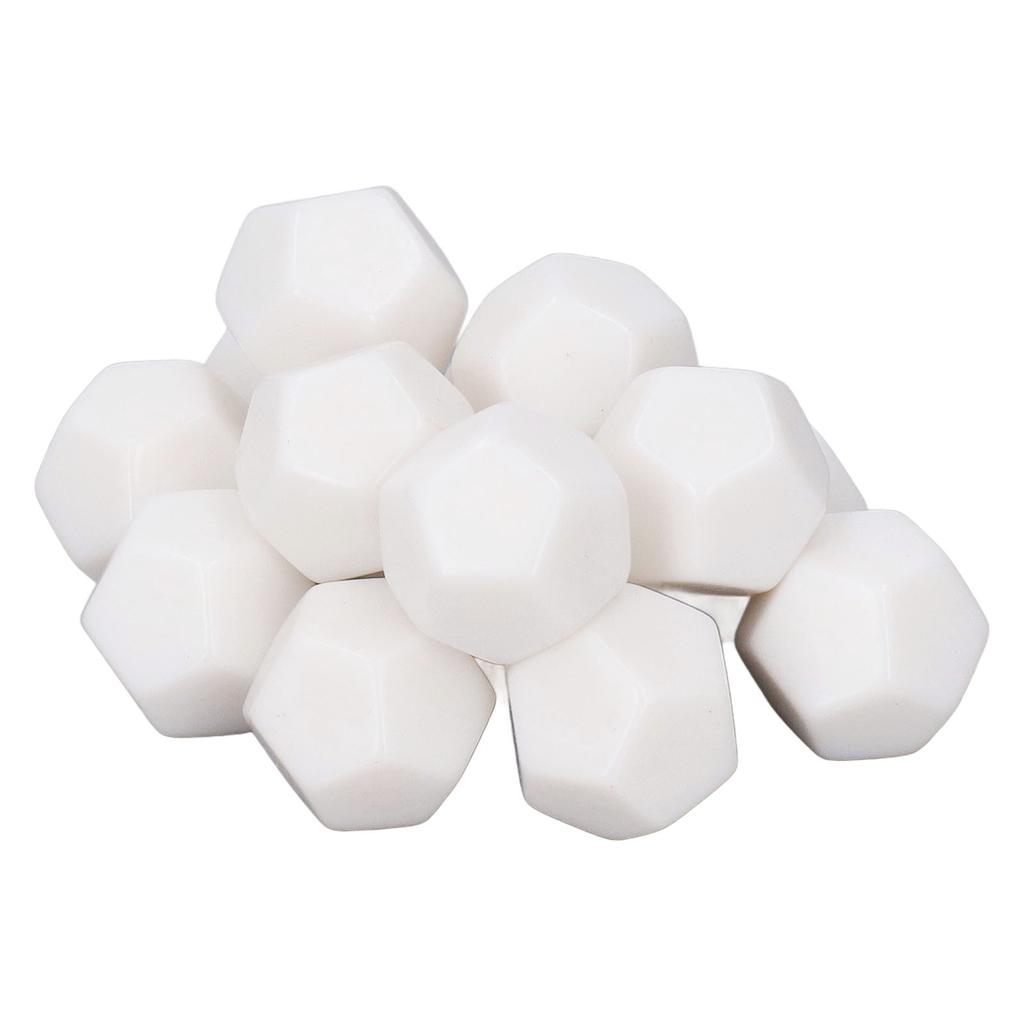 30PCS 12 Sided Blank Dice Plastic Write On Teaching Dice Cubes Polyhedral Dice Kit for Entertainment Education 2.2cm White