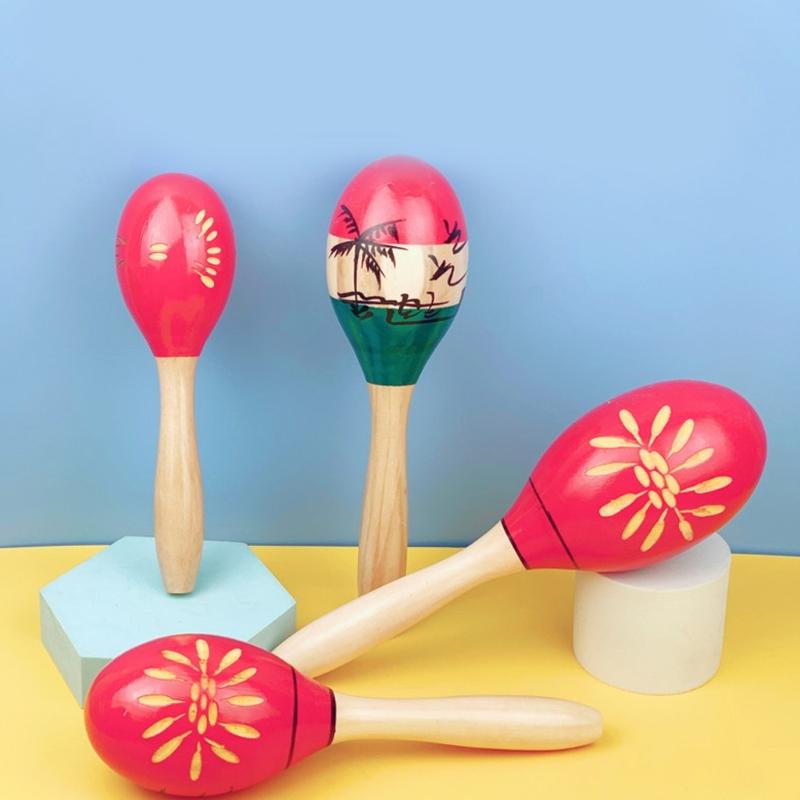 Sand Hammer Rumba Shaker Solid Hardwood Hand Rattle Educational Percussion Musical Instrument Toy For Kid Children Game