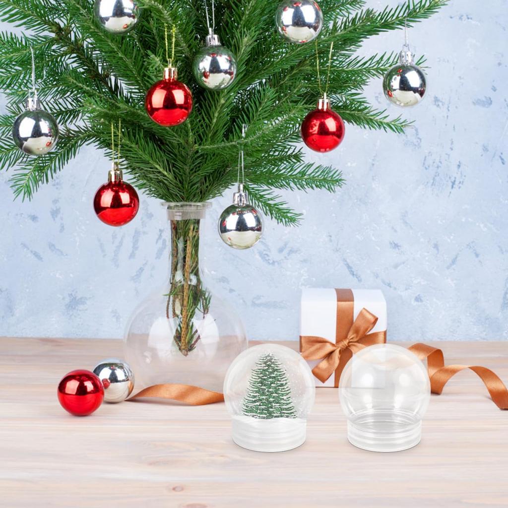Set of 10 Clear Plastic DIY Snow Globe Kits for Handmade Water Globe 7cm Suitable for Sequin Christmas. Accessories, Round, Decoration.