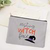 Witch Print Canvas Zipper Makeup Bag Witchcraft Women Travel Lipstick Bag Skincare Storage Organizer Pencil Case Cosmetics Bags
