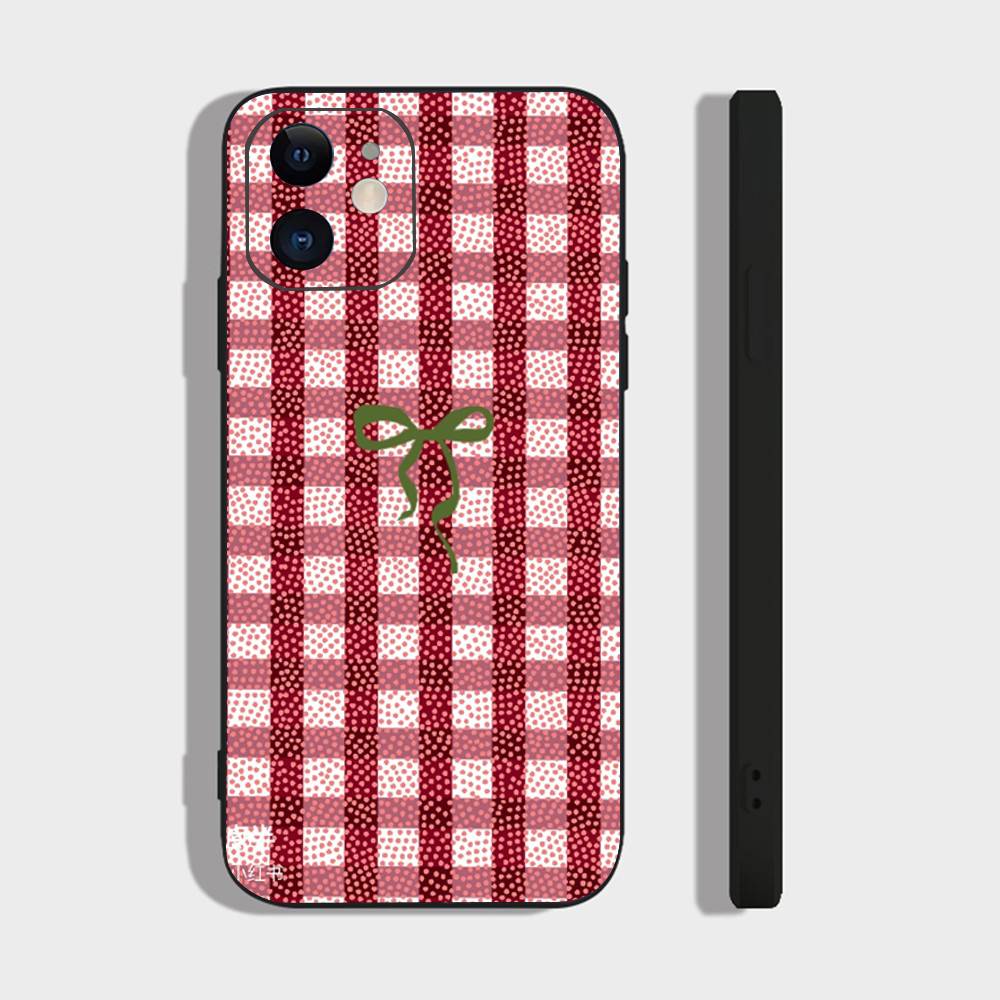 Winter Atmosphere Bow Phone Case For IPhone 17 Air 16 15 14 13 Pro Max 11 12 Black Silicone Cover IPHONE 17Air