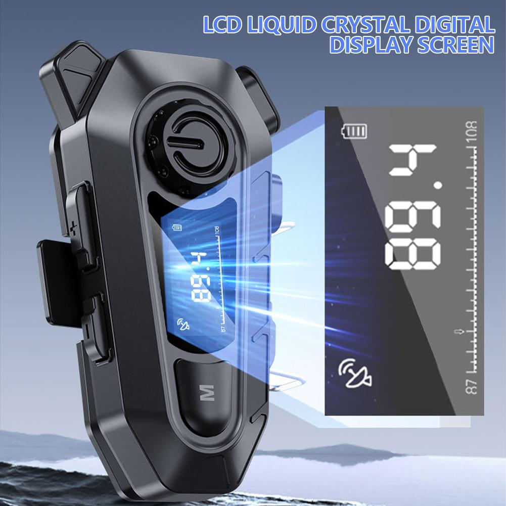 Motorcycle Helmet Headset BT5.3 Wireless Handfree Call Waterproof Moto Headphone with FM Radio Music Share LED Display For Rider