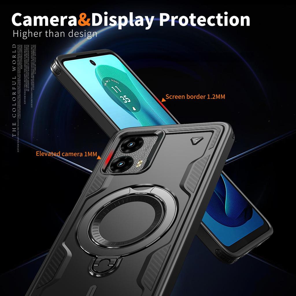 For Moto G 2024/Moto G PLAY/G POWER/G STYLUS/G13/G23/G53/MOTO EDGE Rotating Magnetic Ring Holder, Phone Case Protective Cover