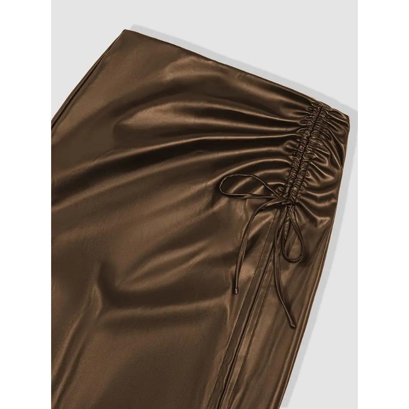 Women's Summer Casual Package Hip Slim Split Leather Skirt