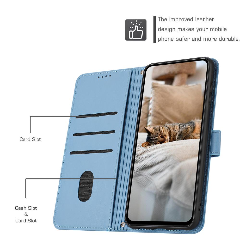 For Motorola Moto G75 5G Case with Strap Cats Imprint Leather Wallet Phone Cover
