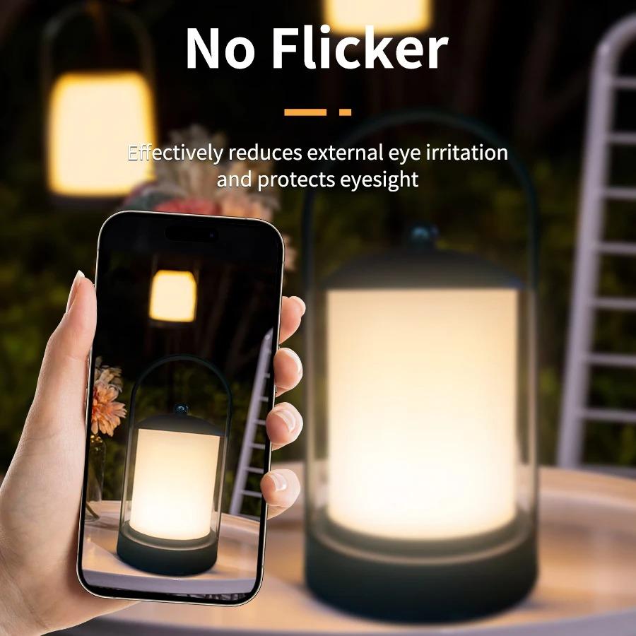 USB Rechargeable Carrying Lamp Retro Iron Night Light 3 Color Dimmable Bedroom Decoration Outdoor Camping Ambient Lighting
