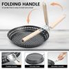 Folding Grill Pan Nonstick Grill Skillet Barbecue Grill Pans With Wooden Handle Heat Resistant Grill Skillet for Home Outdoor