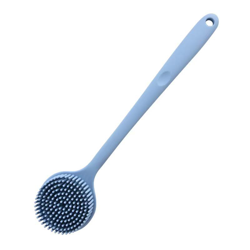 Silikon 2-in-1 Badepinsel mit langem Griff & Massagegerät - Wasserdichter Duschschrubber