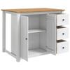 Kitchen Trolley PANAMA 2 pcs White and Honey Wax Finish 112 x 77 x 90 cm