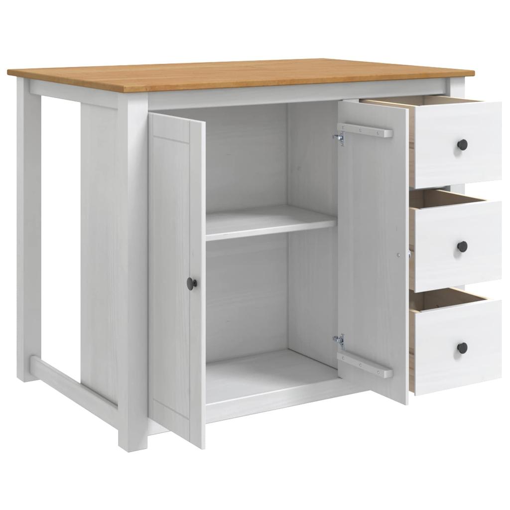 Kitchen Trolley PANAMA 2 pcs White and Honey Wax Finish 112 x 77 x 90 cm