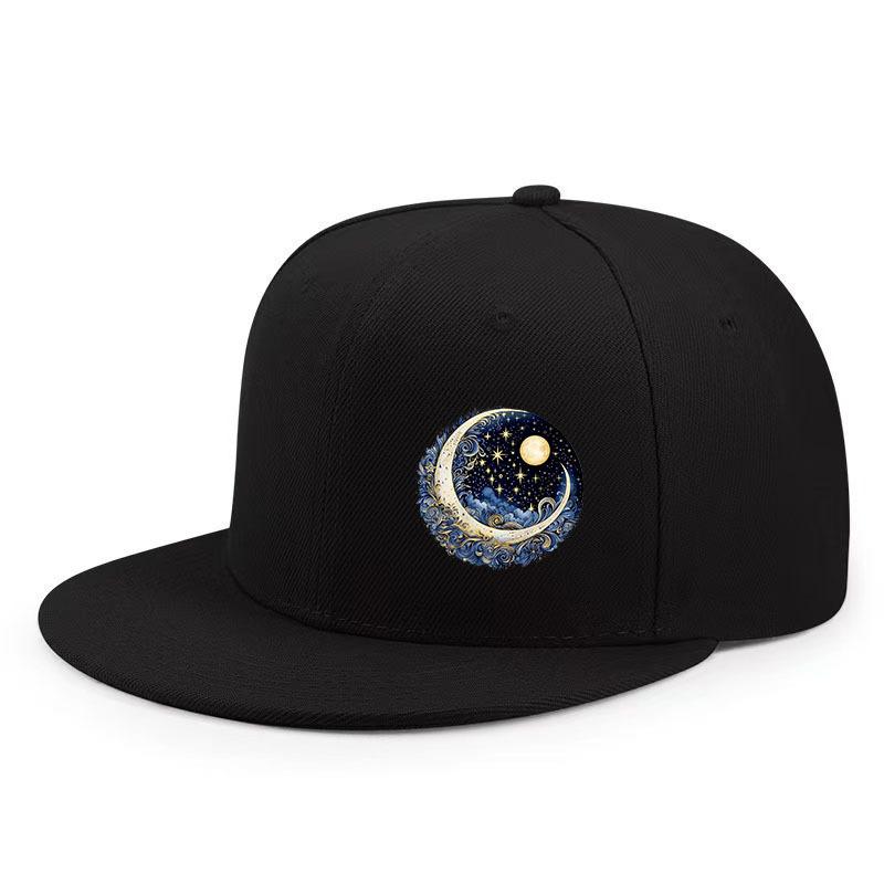 Crescent Moon Celestial Night Sky Baseball Cap Adult Polyester Adjustable Casual Snapback Hat Unisex