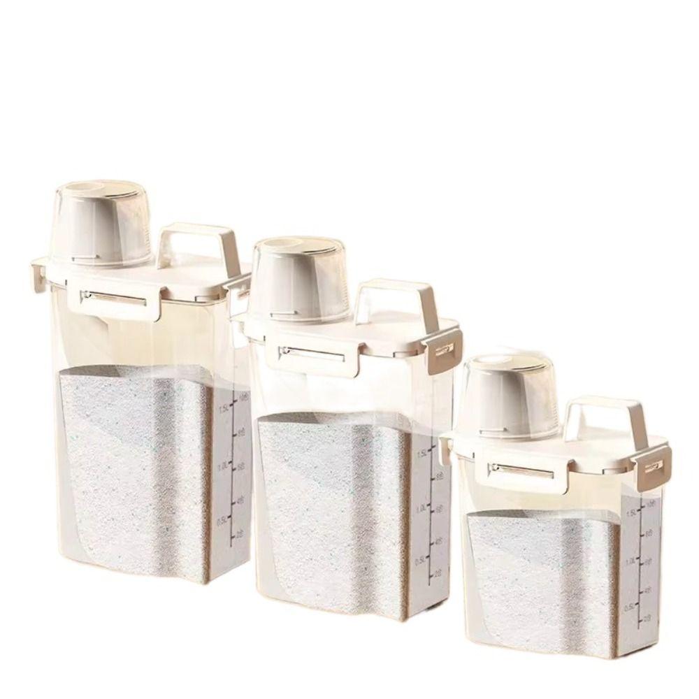 Sealed Laundry Detergent Dispenser Bottle Transparent Detergent Powder Tank