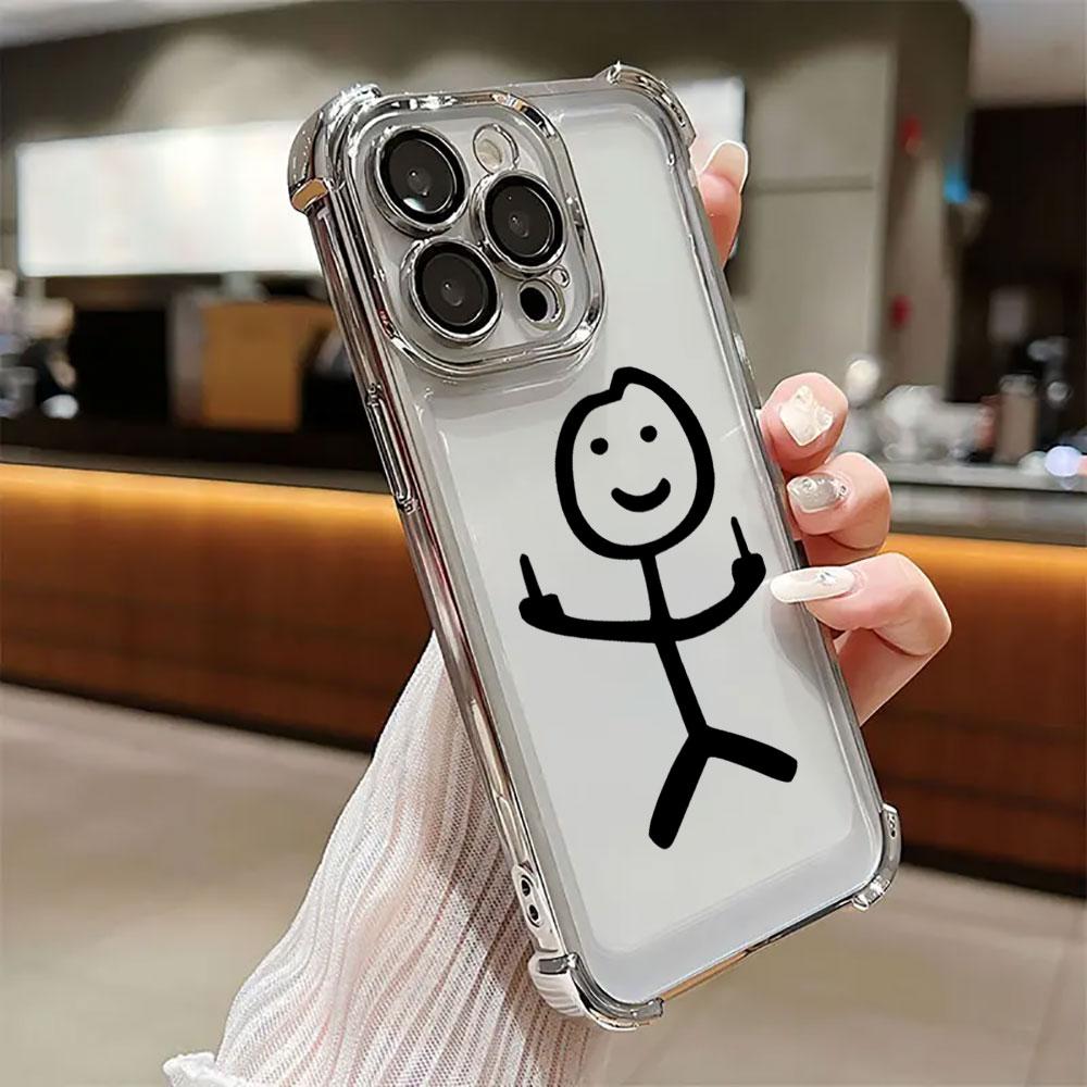 Stickman Cool Middle Finger Cute Man Phone Case For Xiaomi 15T 14T 13 Pro 15 F8 Ultra Poco X7 F7 Pro 5G X5 X6 F5 M7 Clear Cover