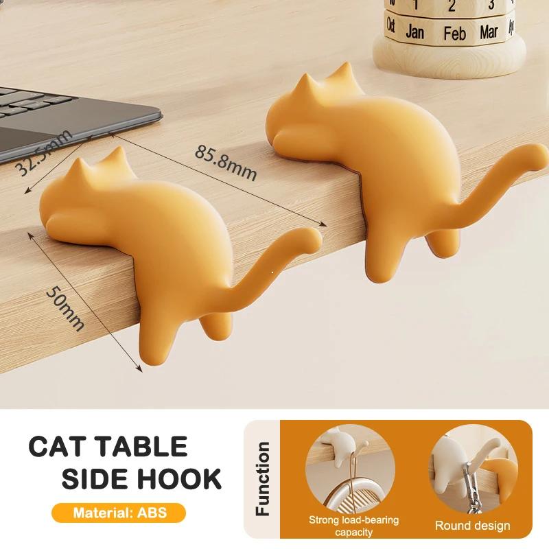 1pcs Cat Desktop Backpack Hook, No Punching, No Marks, Strong Load-Bearing, Student Desk Side Multifunctional Key Hook