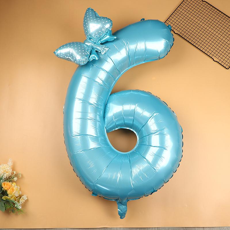 40 Inch Pink Number Balloons 0 9 Princess Birthday Party Decorations Bownot Foil Balloon for Girls