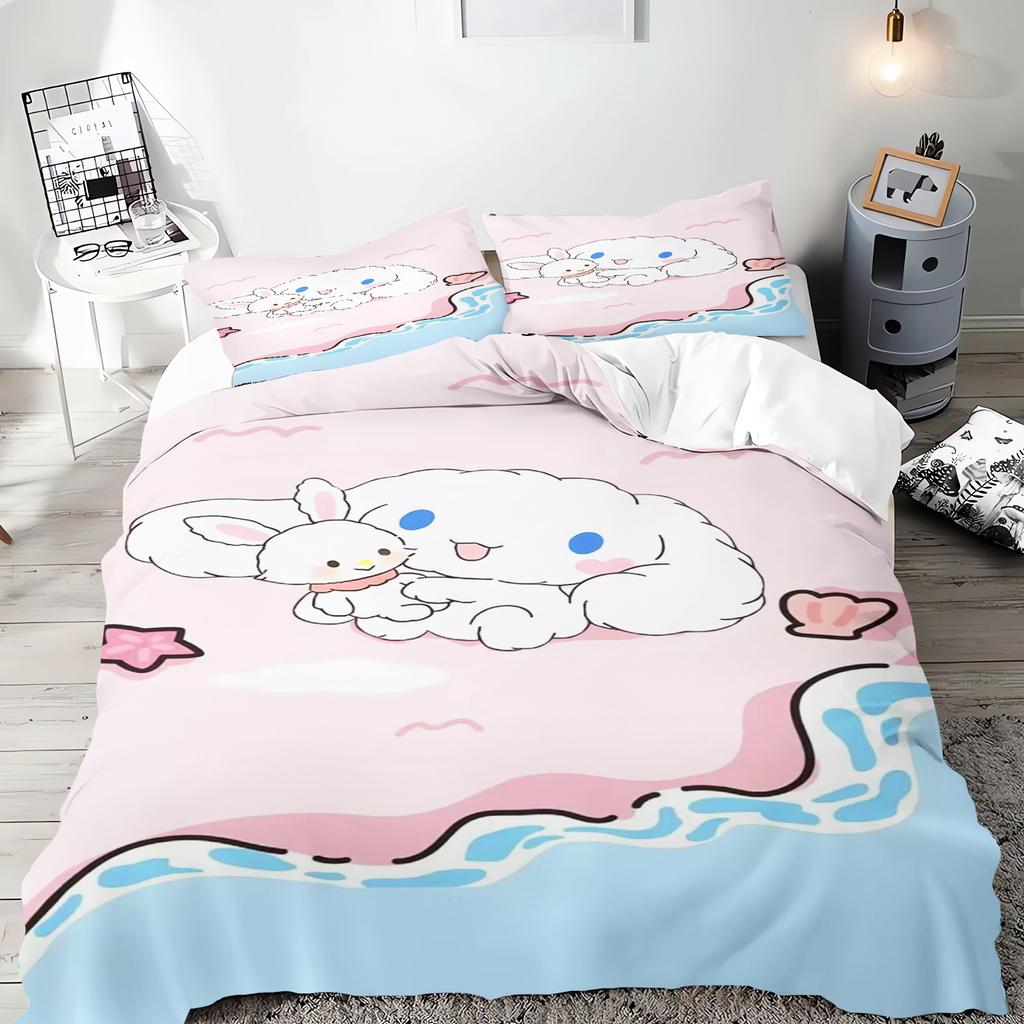 Sanrio Series Kuromi Duvet Bedding Set for Children King Size Luxury Cover 100% Polyester 3-Piece Christmas Gifts Home Decor