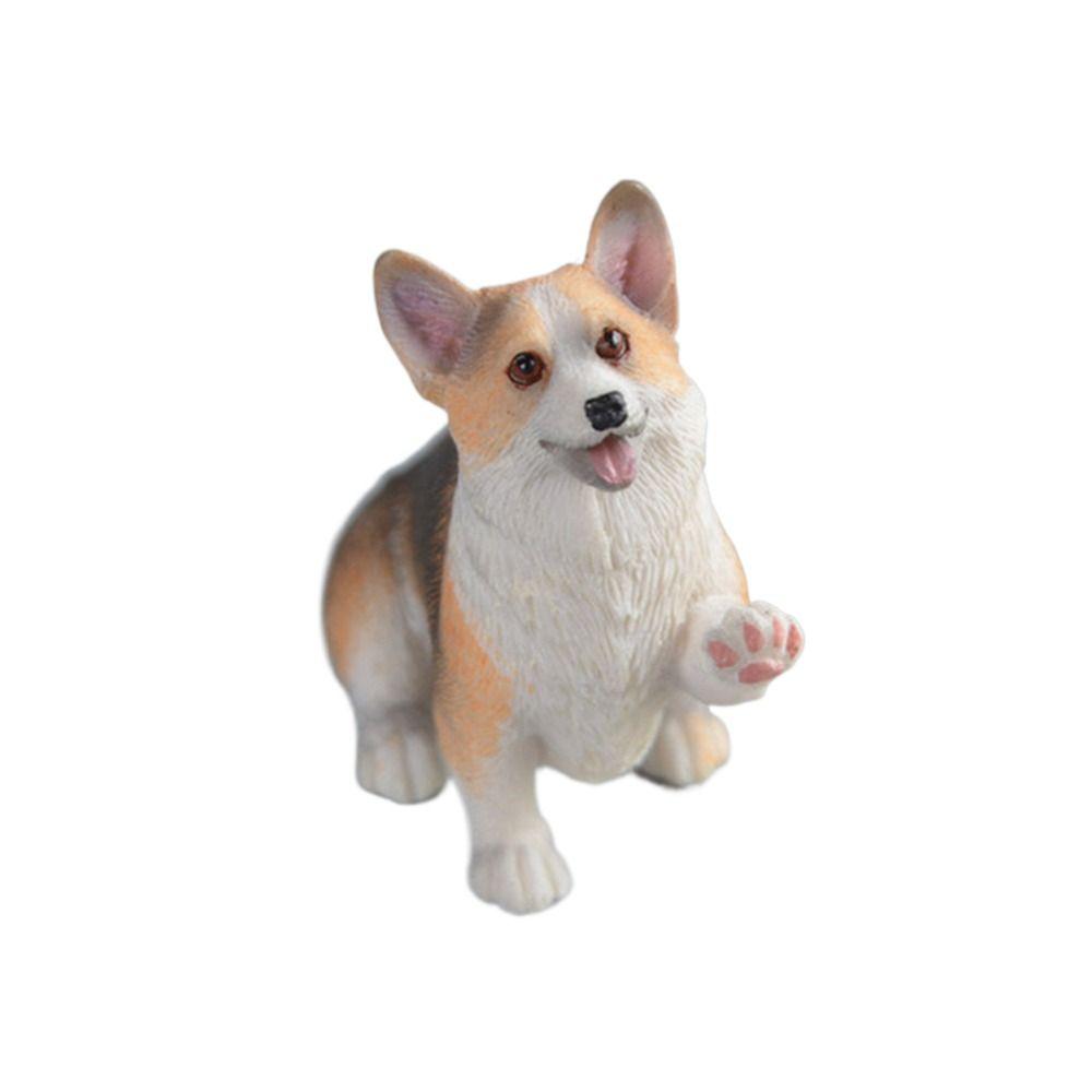 Gift for Kids Resin Figures Dog Doll Miniature Figurines Car Ornament Corgi Model Simulation Dog