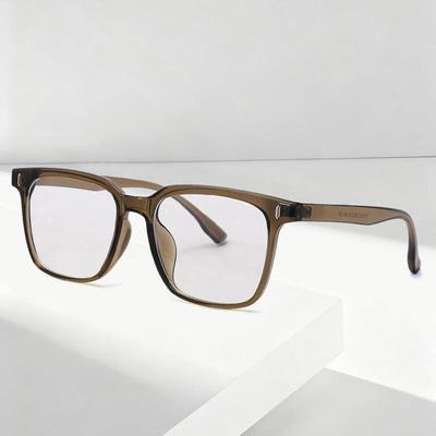 Unisex Large Square Brown Anti-Blue Light Glasses, Prescription Ready (Model 1013)