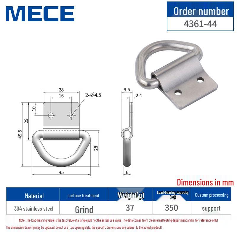 Heavy Duty D-Ring Truck Bed Tie-Down Hook with Triangle Latch