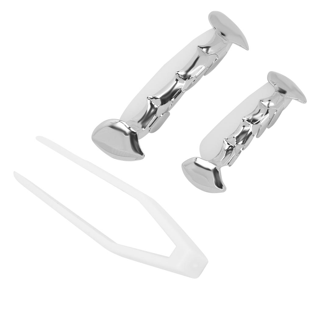 Hip Hop False Teeth Set Reusable Unfading Copper Halloween Festival Teeth Decoration Brace Silver