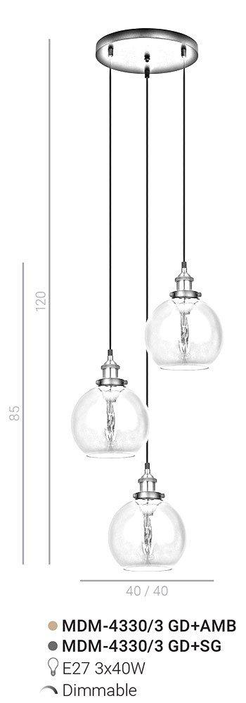 Lampa wisząca Cardena MDM-4330/3 GD+AMB Italux
