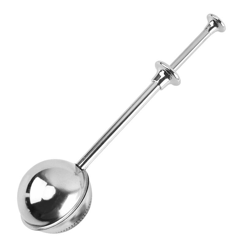 Stainless Steel Tea Ball Press Handle Infuser & Retractable Strainer