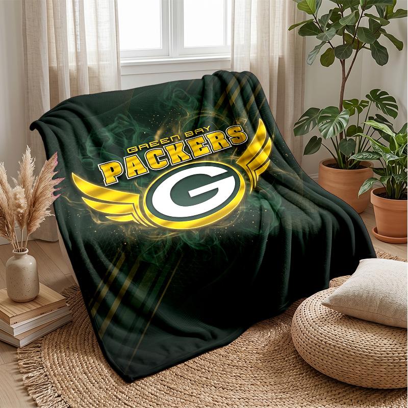 Green Bay Packers Flannel Fleece Blanket Cozy Warm Throw Blanket For Couch Bed Travel All Season Use